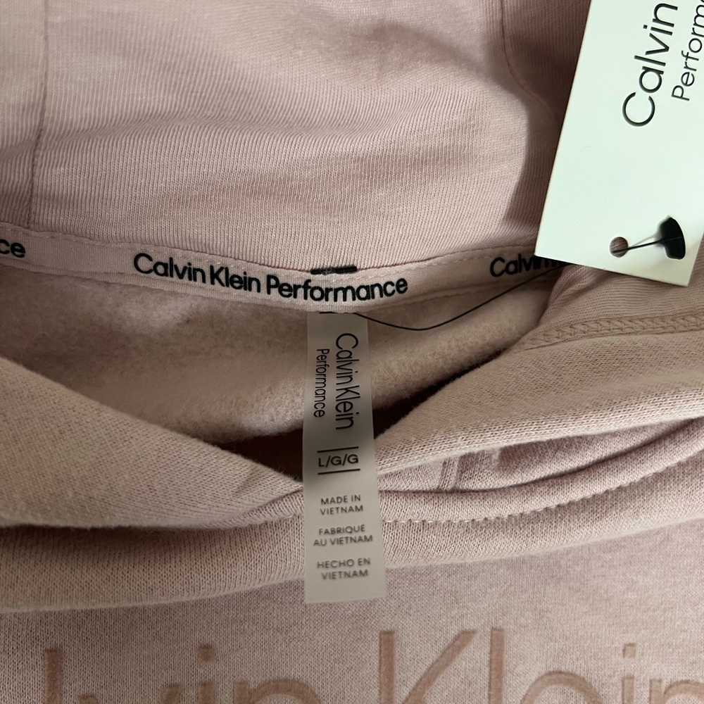 ❄️Calvin Klein Performance Womens Pink Triple Logo Hoodie Sweatshirt PFRT2065 L - Picture 6 of 9